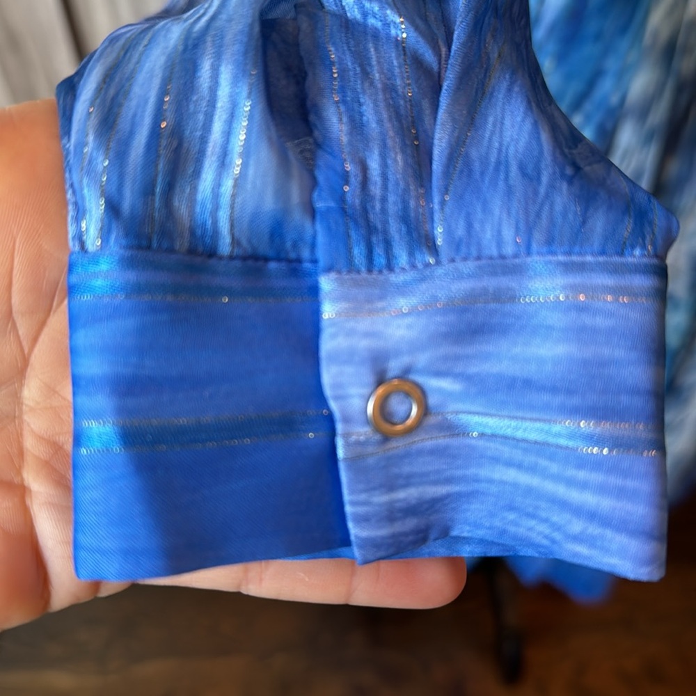 Gorgeous flowy vivid blue Tahari midi dress with pockets - Like new XS - Picture 5 of 15